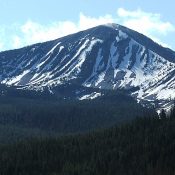 Looking at Peak 9681 from the Idaho side. Just another beautiful Beaverhead peak with graceful lines, impressive west face, and no name. Photo taken June 17, 2006. Michael Darcy Photo