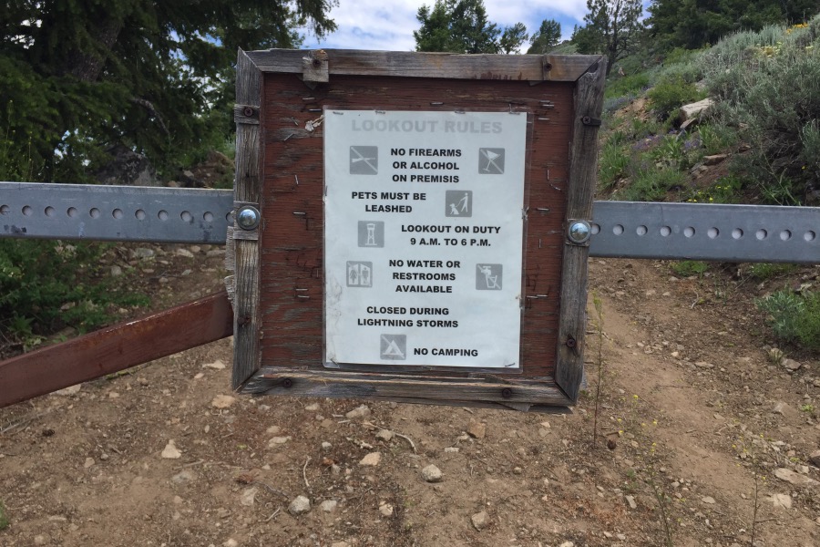The rules for visiting the top are found on this sign.