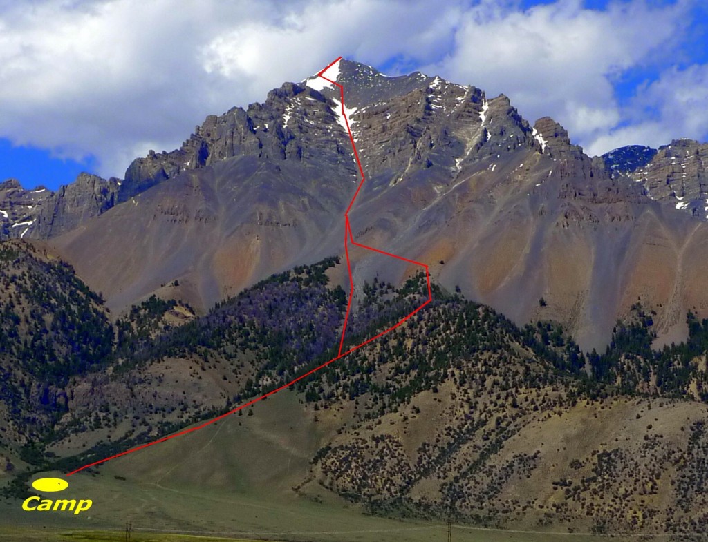 The Super Gully Route with a camping spot shown. Photo - Dan Paulson